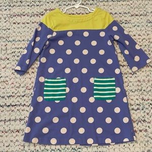 Mini Boden Blue and Green Polka Dot Dress